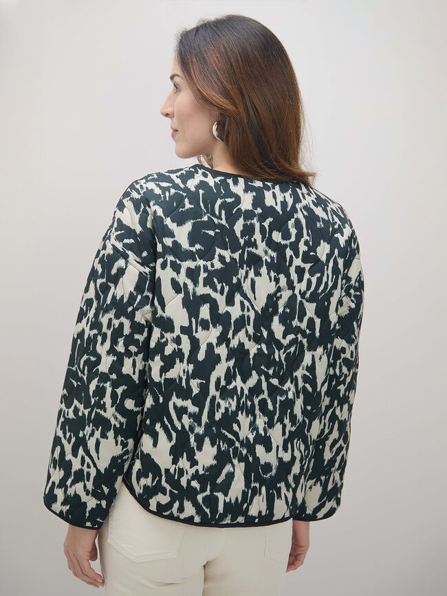 CHAQUETA ACOLCHADA ESTAMPADA Negro